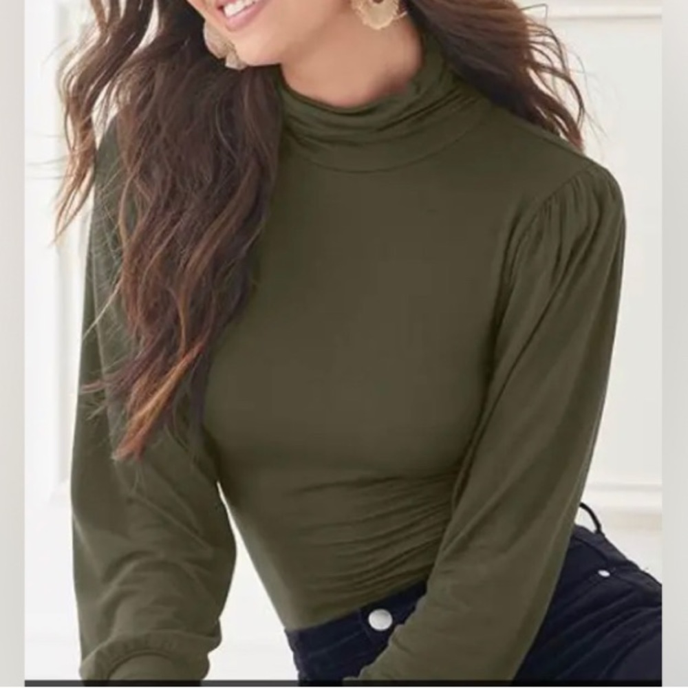 New Woman Elegant Blouse, Long Sleeve, Green Olive Color , Size XS, S ,New